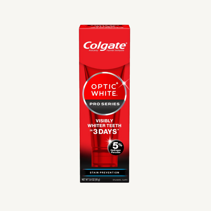 Colgate Optic White Pro Series (5 % de peroxyde d’hydrogène) :